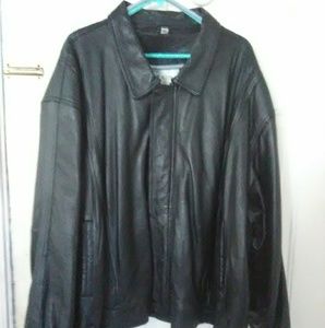Big men's black leather jacket